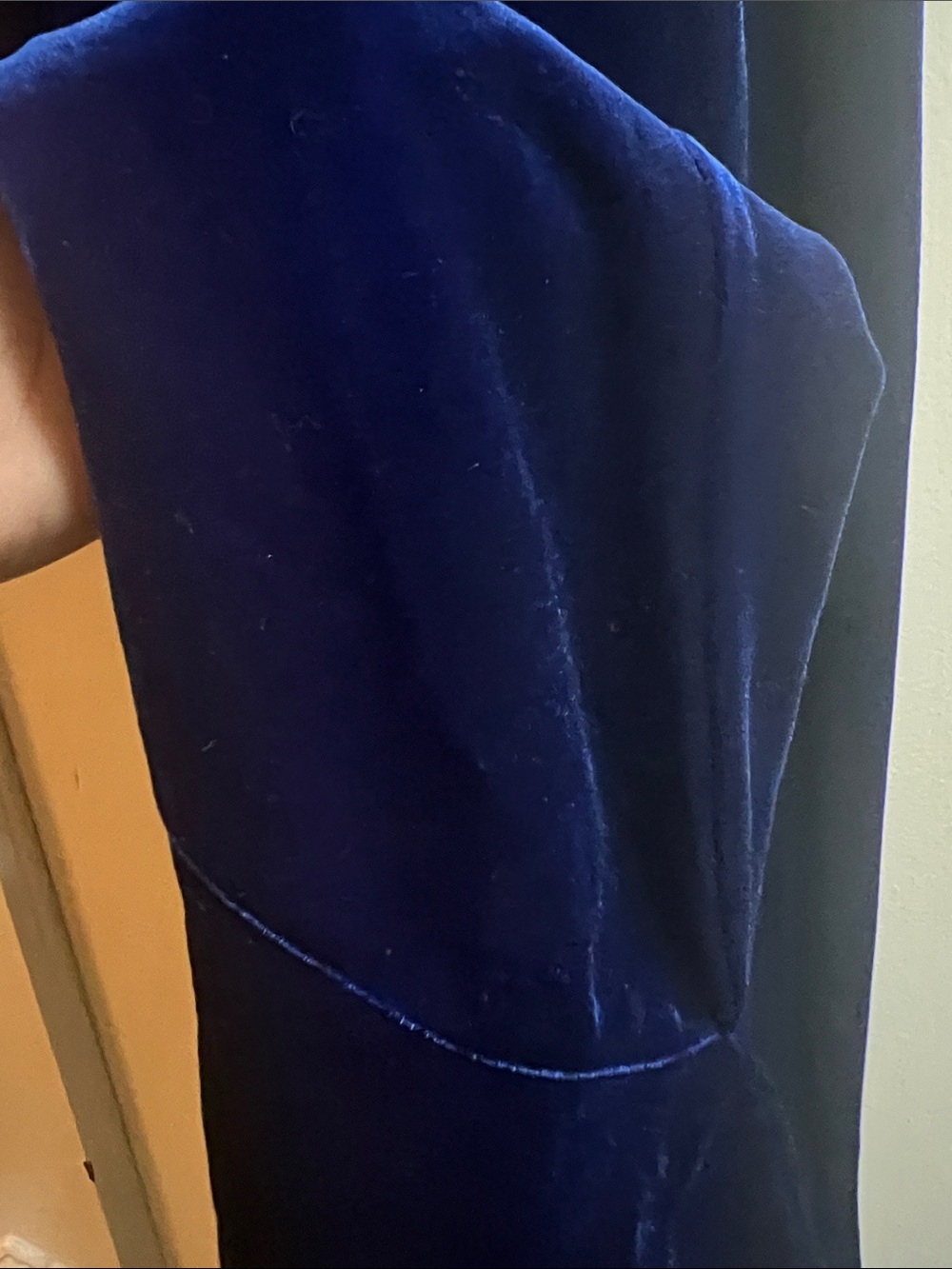Cobalt Velvet Ruffled Flare High Waist Pants